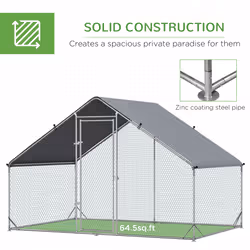 PawHut Walk In Chicken Run Large Galvanized Chicken Coop w/ Cover 3 x 2 x 2m - Additional view 4