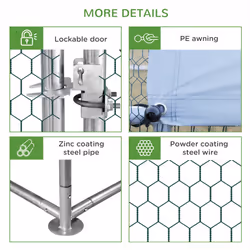 PawHut Walk In Chicken Run Large Galvanized Chicken Coop w/ Cover 3 x 2 x 2m - Additional view 5