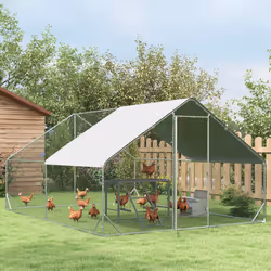 PawHut Walk In Chicken Run Large Galvanized Chicken Coop w/ Cover 3 x 4 x 2m - Additional view 5