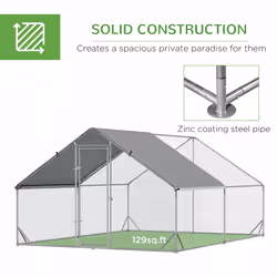 PawHut Walk In Chicken Run Large Galvanized Chicken Coop w/ Cover 3 x 4 x 2m - Additional view 7