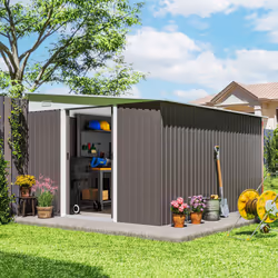 Outsunny 11.3x9.2ft Steel Garden Storage Shed w/ Sliding Doors & 2 Vents, Grey