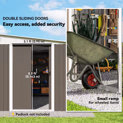 Outsunny 11.3x9.2ft Steel Garden Storage Shed w/ Sliding Doors & 2 Vents, Grey