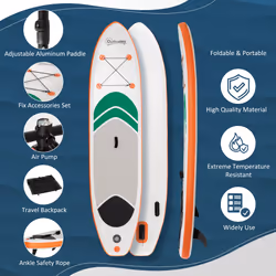 Outsunny 10Ft Inflatable Non-Slip Paddle Stand Up Board w/ Adjustable Paddle