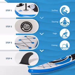 Outsunny 10Ft Inflatable Non-Slip Paddle Stand Up Board w/ Adjustable Paddle