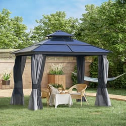 Outsunny 3x3(m) Polycarbonate Hardtop Gazebo w/ Double Roof & Aluminium Frame
