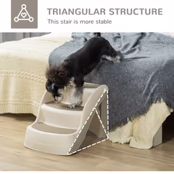 PawHut Foldable Pet Stairs 3 Steps with Non-slip Mats for Small Dogs, Cream - Additional view 4