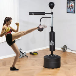 HOMCOM 3-in-1 Punching Bag with 2 Speedballs, 360 Reflex Bar, Black