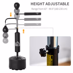 HOMCOM 3-in-1 Punching Bag with 2 Speedballs, 360 Reflex Bar, Black