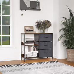 HOMCOM Chest Dresser Tower with 3 Drawers Storage Cabinet Organizer, Black
