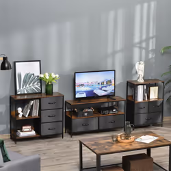 HOMCOM Chest Dresser Tower with 3 Drawers Storage Cabinet Organizer, Black - Additional view 6