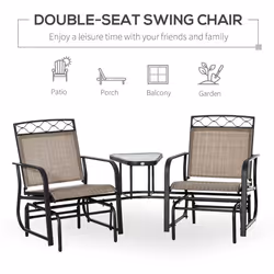 Outsunny 2-Person Outdoor Glider Rocker Chair with Center Table