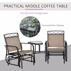 Outsunny 2-Person Outdoor Glider Rocker Chair with Center Table - Additional view 4