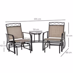 Outsunny 2-Person Outdoor Glider Rocker Chair with Center Table - Additional view 8