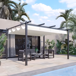 Outsunny 4 x 3(m) Aluminium Pergola Gazebo Garden Shelter w/ Retractable Roof