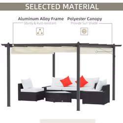 Outsunny 4 x 3(m) Aluminium Pergola Gazebo Garden Shelter w/ Retractable Roof