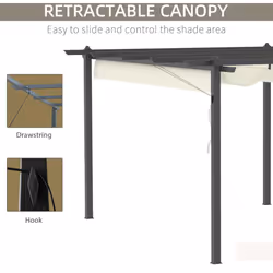 Outsunny 4 x 3(m) Aluminium Pergola Gazebo Garden Shelter w/ Retractable Roof