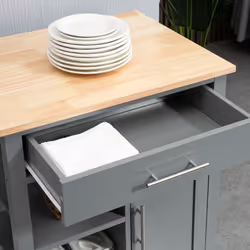 HOMCOM Compact Kitchen Trolley Utility Cart on Wheels with Open Shelf Grey - Additional view 7