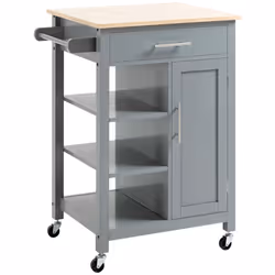 HOMCOM Compact Kitchen Trolley Utility Cart on Wheels with Open Shelf Grey - Additional view 8