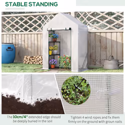 Outsunny Greenhouse for Outdoor, Portable Gardening Plant Grow House w/ Shelf - Additional view 4