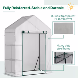 Outsunny Greenhouse for Outdoor, Portable Gardening Plant Grow House w/ Shelf - Additional view 5