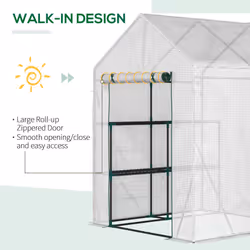 Outsunny Greenhouse for Outdoor, Portable Gardening Plant Grow House w/ Shelf