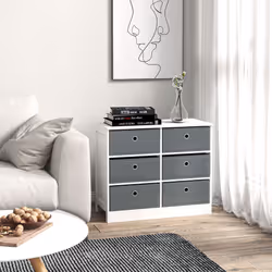 HOMCOM Chests of Drawer Fabric Dresser Storage Cabinet w/ 6 Drawers for Bedroom