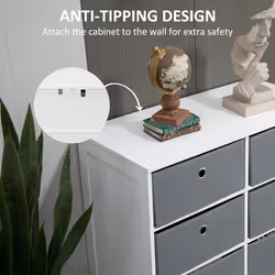 HOMCOM Chests of Drawer Fabric Dresser Storage Cabinet w/ 6 Drawers for Bedroom - Additional view 4