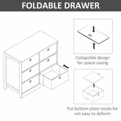 HOMCOM Chests of Drawer Fabric Dresser Storage Cabinet w/ 6 Drawers for Bedroom - Additional view 6