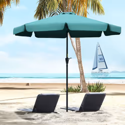 Outsunny 2.7m Patio Umbrella Garden Parasol with Crank, Ruffles, 8 Ribs, Green