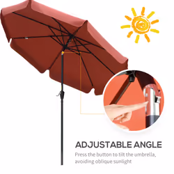 Outsunny 2.7m Patio Umbrella Garden Parasol with Crank, Ruffles 8 Ribs Wine Red