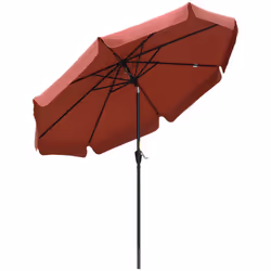 Outsunny 2.7m Patio Umbrella Garden Parasol with Crank, Ruffles 8 Ribs Wine Red - Additional view 8