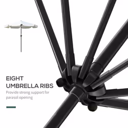 Outsunny 2.7m Patio Umbrella Garden Parasol with Crank, Ruffles, 8 Ribs, White - Additional view 5