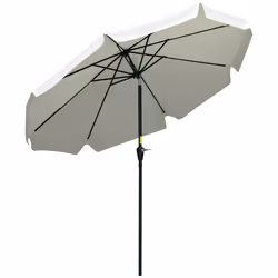 Outsunny 2.7m Patio Umbrella Garden Parasol with Crank, Ruffles, 8 Ribs, White - Additional view 8