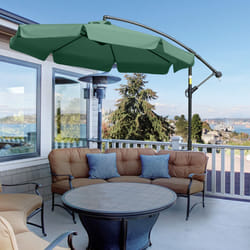 Outsunny 2.7m Garden Cantilever Banana Parasol Sun Shade w/ Crank, Green