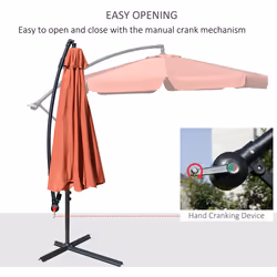 Outsunny 2.7m Garden Cantilever Banana Parasol Sun Shade w/ Crank, Wine Red