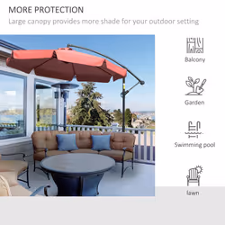 Outsunny 2.7m Garden Cantilever Banana Parasol Sun Shade w/ Crank, Wine Red - Additional view 5