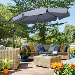 Outsunny 2.7m Garden Cantilever Banana Parasol Sun Shade w/ Crank, Dark Grey