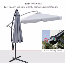 Outsunny 2.7m Garden Cantilever Banana Parasol Sun Shade w/ Crank, Dark Grey