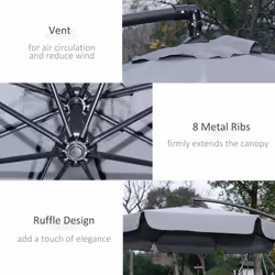 Outsunny 2.7m Garden Cantilever Banana Parasol Sun Shade w/ Crank, Dark Grey - Additional view 4