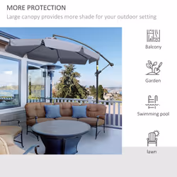 Outsunny 2.7m Garden Cantilever Banana Parasol Sun Shade w/ Crank, Dark Grey - Additional view 5