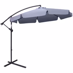 Outsunny 2.7m Garden Cantilever Banana Parasol Sun Shade w/ Crank, Dark Grey - Additional view 8