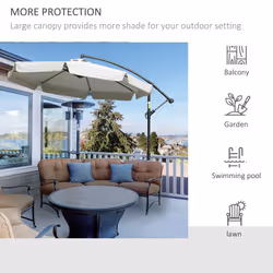 Outsunny 2.7m Garden Cantilever Banana Parasol Sun Shade w/ Crank, Cream White - Additional view 5