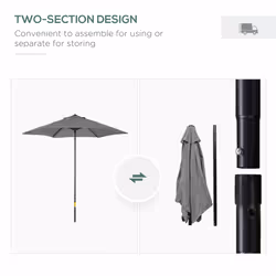 Outsunny 2m Parasol Patio Umbrella, Outdoor Sun Shade with 6 Ribs Dark Grey