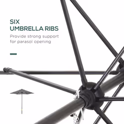 Outsunny 2m Parasol Patio Umbrella, Outdoor Sun Shade with 6 Ribs Dark Grey
