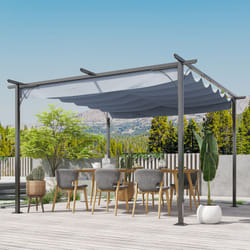 Outsunny 3.5x3.5m Pergola Metal Gazebo Backyard Porch Awning Retractable Canopy