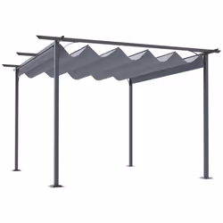 Outsunny 3.5x3.5m Pergola Metal Gazebo Backyard Porch Awning Retractable Canopy - Additional view 8