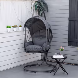 Outsunny Hanging Egg Chair Swing Hammock Chair w/ Stand Retractable