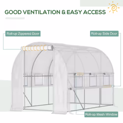 Outsunny 3 x 2 x 2m Polytunnel Green House w/ UV-resistant PE Cover, White