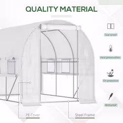Outsunny 3 x 2 x 2m Polytunnel Green House w/ UV-resistant PE Cover, White