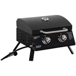 Outsunny Portable Tabletop Gas BBQ Grill Barbecue w/ 2 Burner Lid